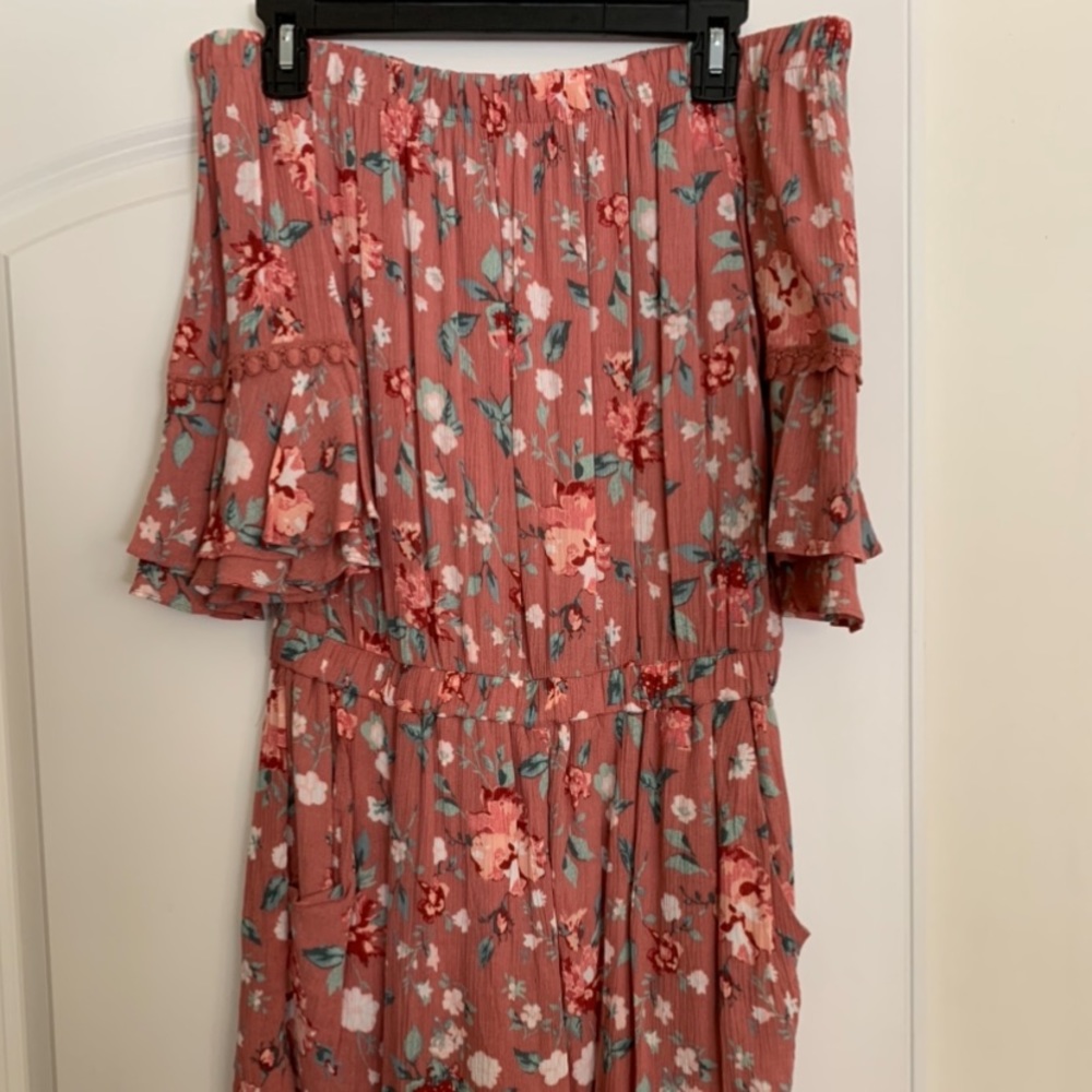 flower strapless  romper